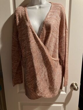 Lightweight V-Neck Wrap Sweater in Dusty Rose
